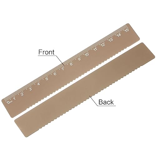 Miniatura 3 de Regla recta de 5.9 in, regla métrica de aleación de aluminio con borde ondulado, herramienta de medición para niños, estudio, aula, oficina, madera