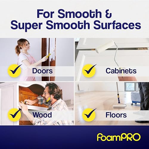 Miniatura 3 de FoamPRO Rodillo de pintura de espuma 19P, rodillo de 9 x 14 pulgadas para superficies lisas, acabado impecable y sin pelusa