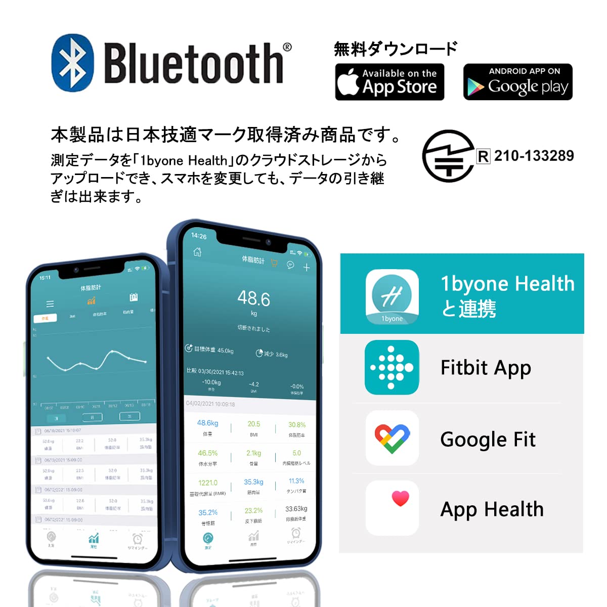 Amazon.co.jp: 1byone 体重・体組成計 体重計 体脂肪計 スマホ