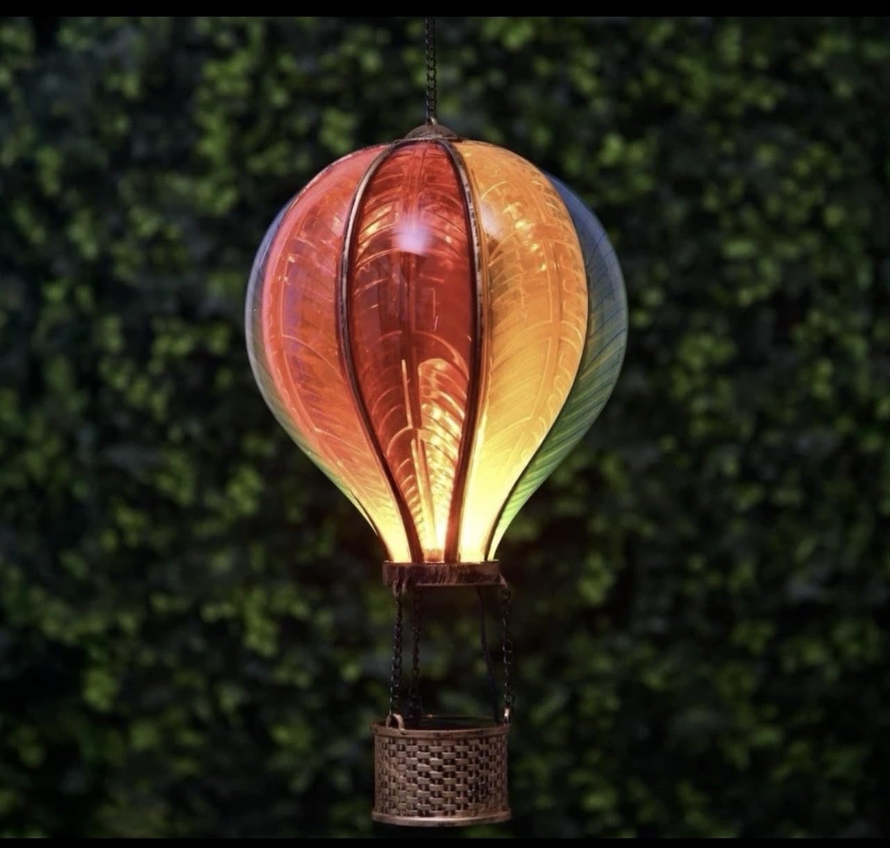 NEELAUK Solar Powered XL Colourful Hot Air Balloon with Ultra Bright LED, Red, 20cm Diameter