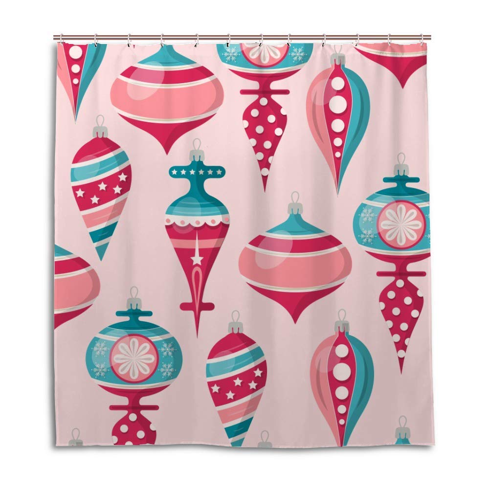 Rideau de douche rose de Noël 150x180 cm lavable pour salle de bain moderne