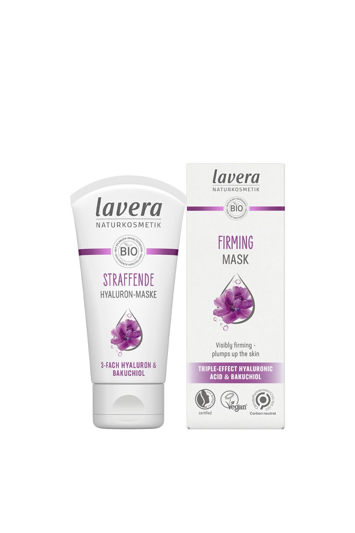 lavera Firming Mask - with triple-effect hyaluronic acid & bakuchiol - Anti-Age - vegan - Organic Skin Care - Visibly firming and plumps up the skin - 50 ml