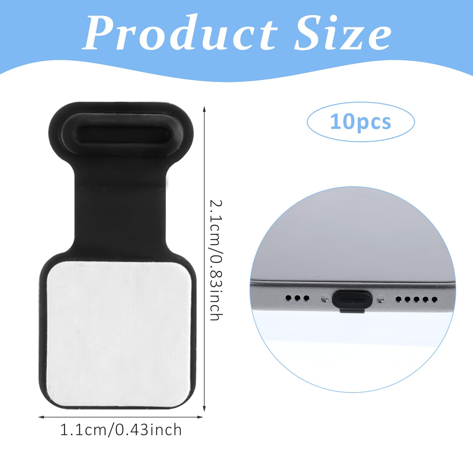 Jeffdad 10 sztuk zatyczek ochronnych USB C, zatyczki przeciwpyłowe do telefonu komórkowego, silikonowe osłony USB C, ochrona przed zgubieniem, zatyczki chroniące przed kurzem, kompatybilne z telefonem