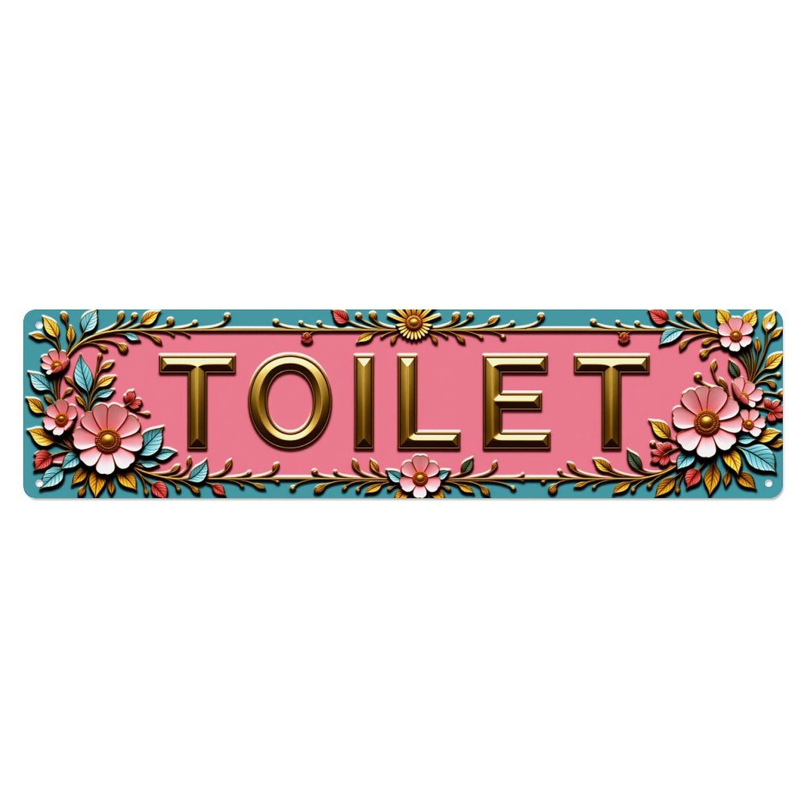 Floral Ornate Gold Lettering Pink Background Vintage Metal Tin Sign Retro Wall Decor for Home Bar Garage Cafe, Indoor & Outdoor Decorative，Metal Poster, 4x16 Inch