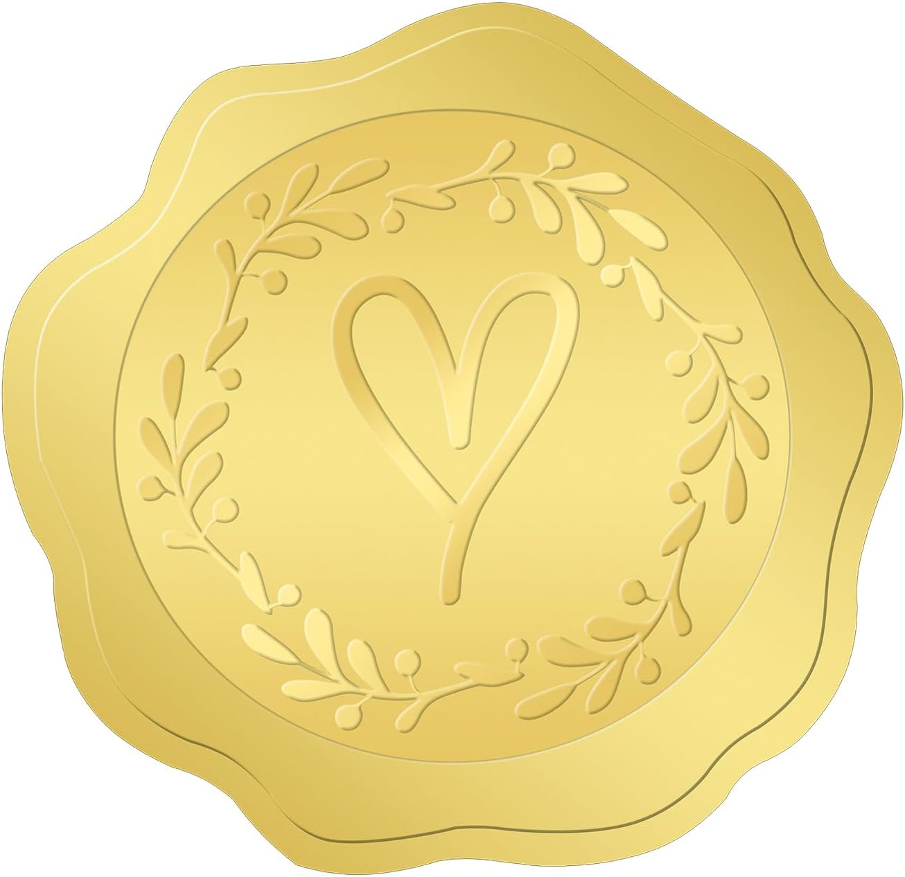 Wax Seal Stickers 100 Pcs Gold Foil Embossed Heart Stickers, Self-Adhesive Wax Seal-Like Heart Envelope Seal Sticker For Envelopes Wedding Party Bridal Shower Invitations Greeting Cards Party Favors Gift Wrapping Card Sticker