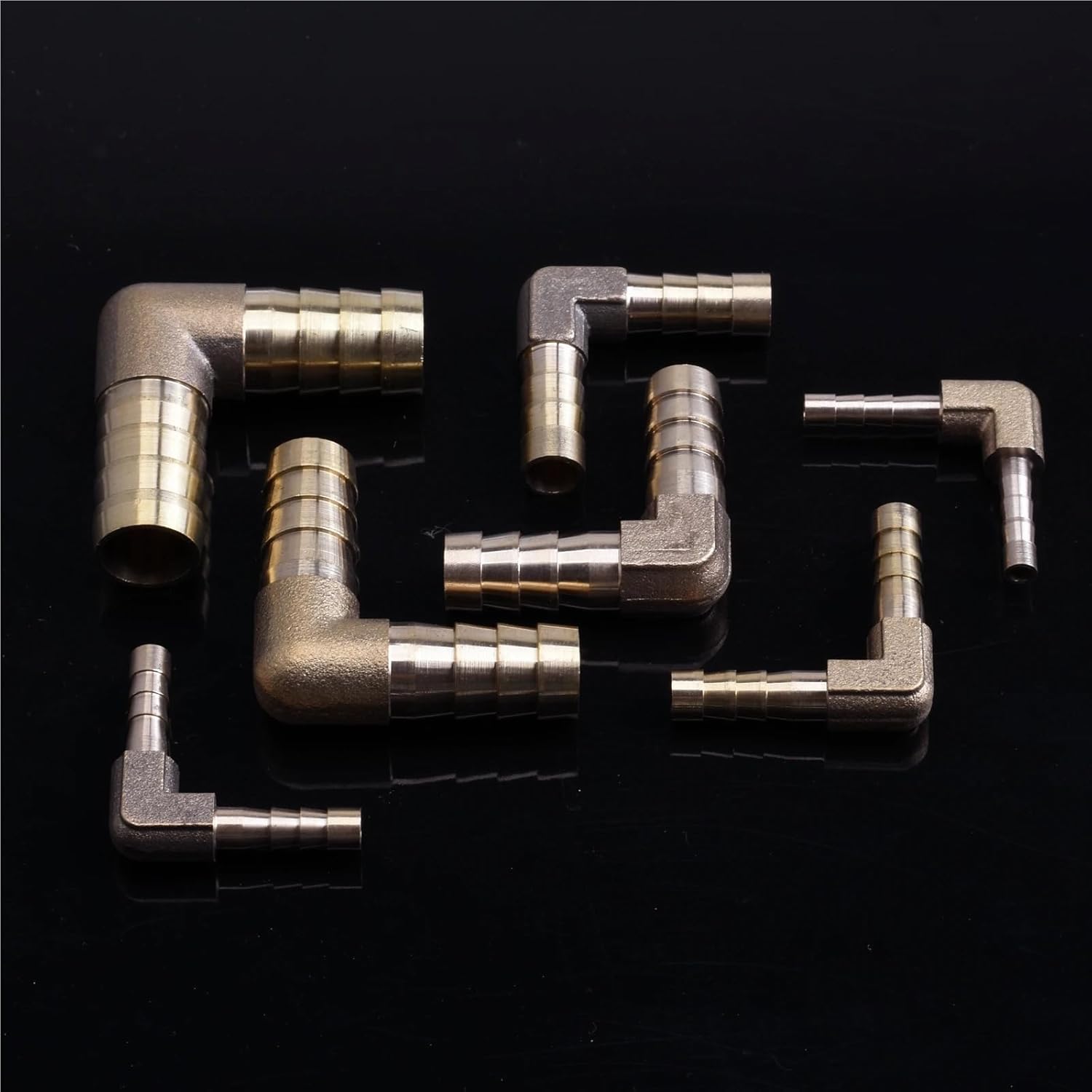 Brass Hose Pipe Fitting Coupling Elbow Equal Reducing Barb 4mm-25mm Copper Barbed Coupler Tube Connector Adapter 1Pcs(OD 12-6mm)