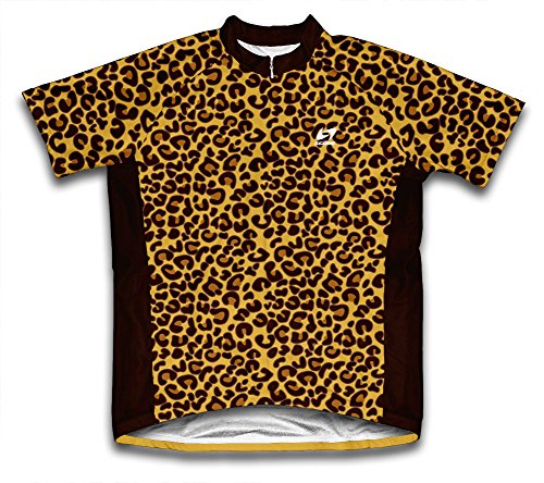 Leopard Skin Short Sleeve Cycling Jersey for Men - Size L