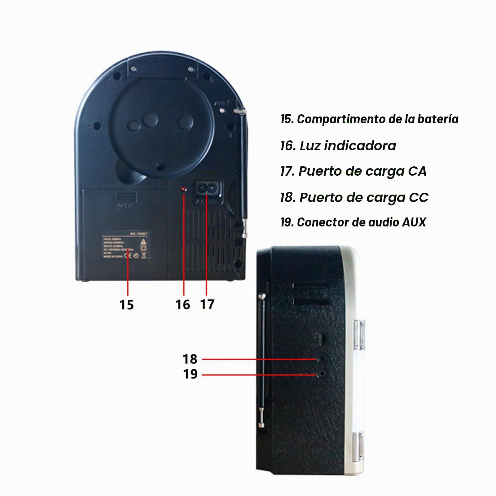 Radio Portátil con Altavoz Bluetooth, Radio Retro Am FM SW Compatible con Reproducción de Auriculares, Funciona con Pilas Recargables, Radio Bluetooth Vintage para el Hogar, (Rojo)