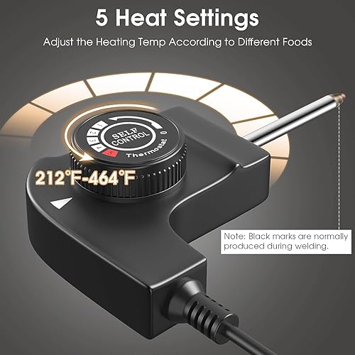 Miniatura 4 de Plancha eléctrica de 35 pulgadas, extra grande antiadherente para cocinar con parte superior plana, temperatura ajustable de 5 niveles, bandeja de