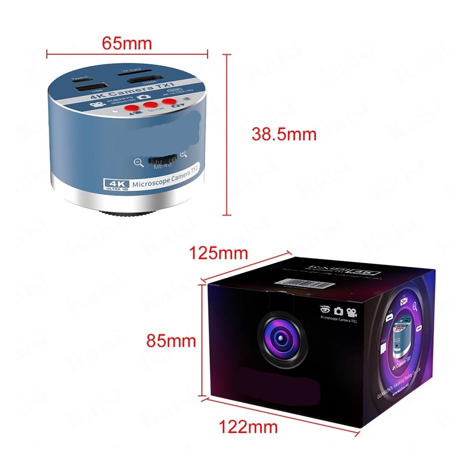 TX1 4K Microscope Camera IMX678 Lens HDM/I USD TF Type-C Module Dual Interface Synchronous Output 1/1.8inch