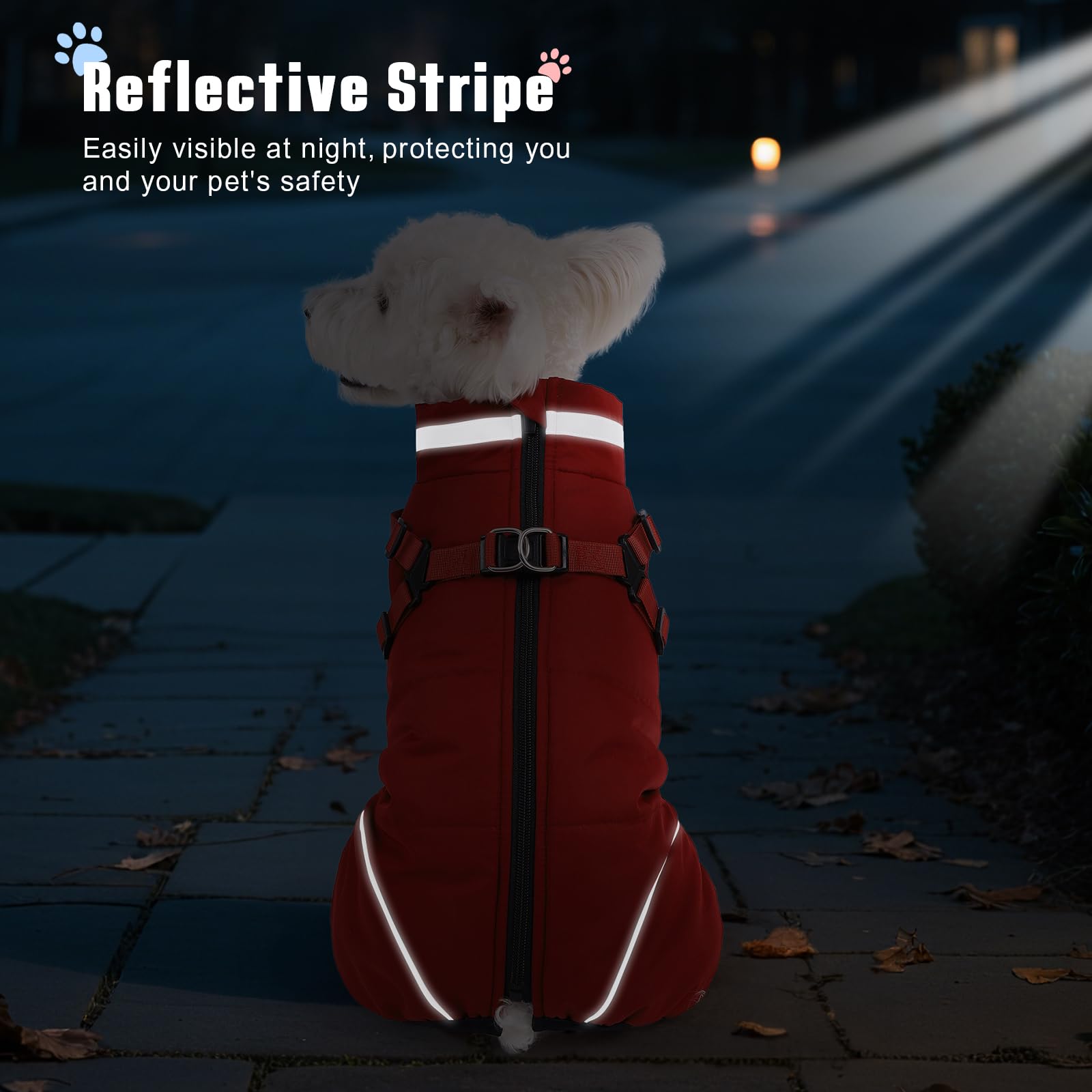 Poseca Ropa de invierno para perros con arnés ajustable y duradero, reflectante, impermeable, ligera y resistente al desgaste, forro de tela de calefacción de grafeno, abrigos y chaquetas