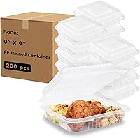 Vista 16 de Contenedores de Comida para Llevar Karat Clamshell [6"x6" - 300 unidades] Duraderos, Aptos para Microondas, Apilables, Resistentes a Roturas, Cajas
