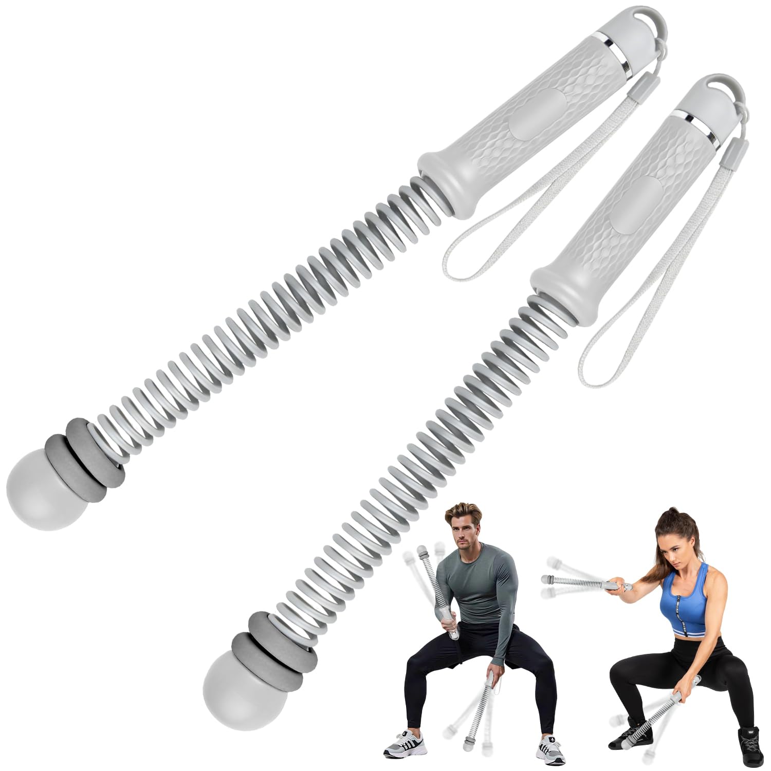2PCS Ropeless Battle Ropes, Adjustable Ropeless Battle Rope Trainer, Upgrade Weighted Multifunctional Training Cordless Battle Rope, Battle Ropes for Home Workout Women Men Portable Strength Building