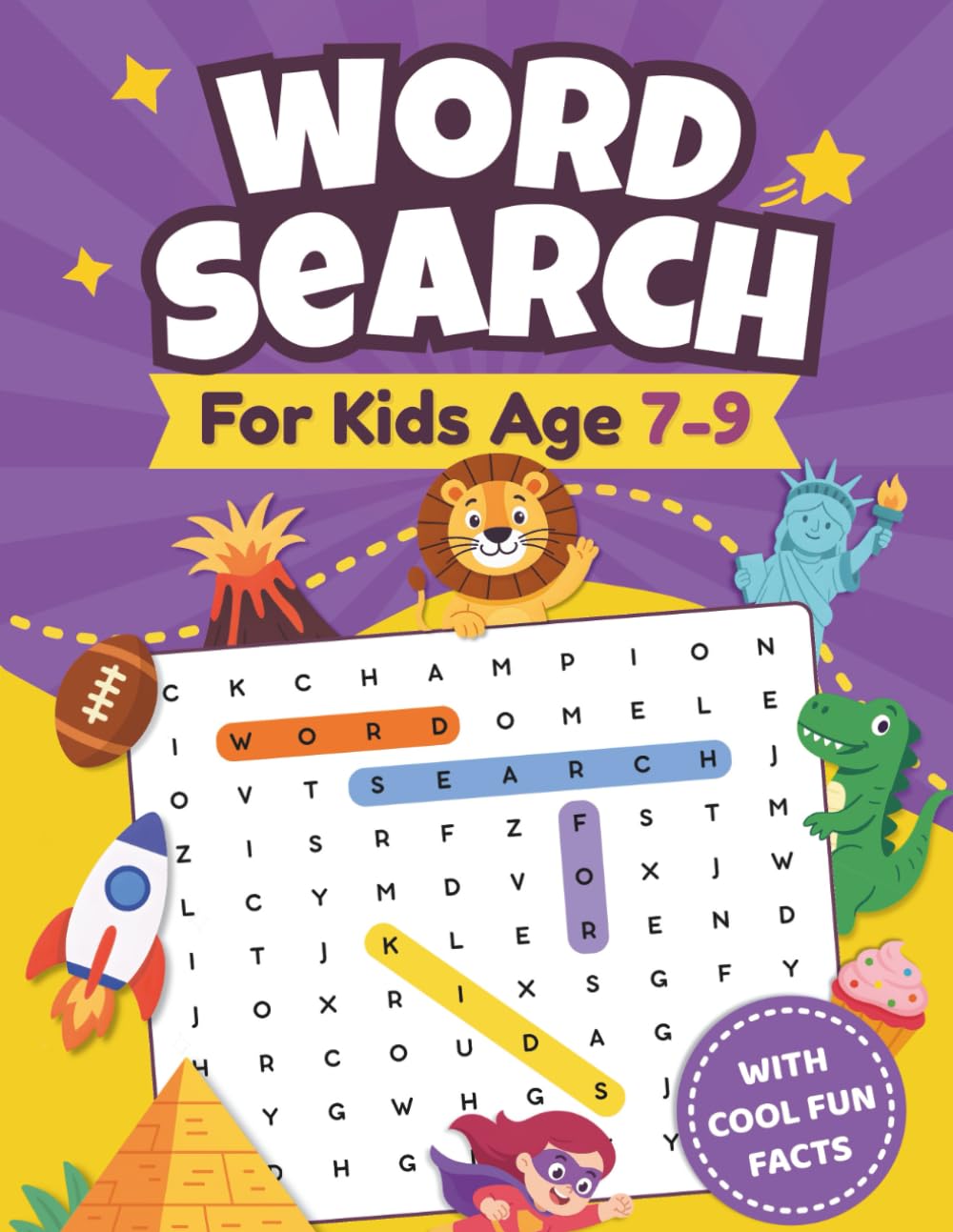 Wordsearch for Kids age 7-9: 80+ Themed Puzzles with Fun Facts and Images to Color for Hours of Learning and Screen-Free Fun