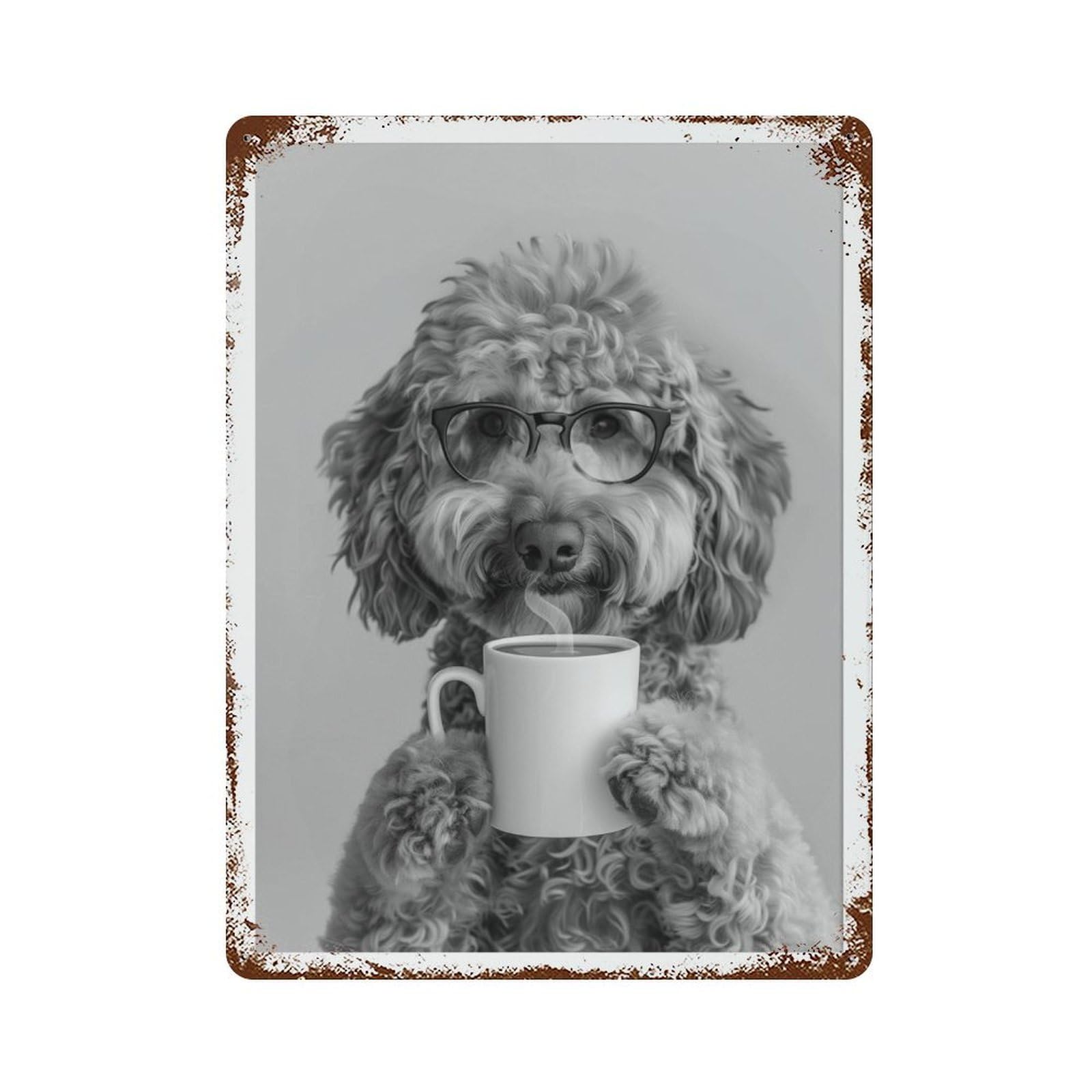 xiaoxiaoshen Goldendoodle Coffee Funny Doodle Dog Bar Decor Wall Decor Art Metal Tin Poster Modern Home Decor Art Home Bar Shop Decorations Vintage Sign 40x30cm