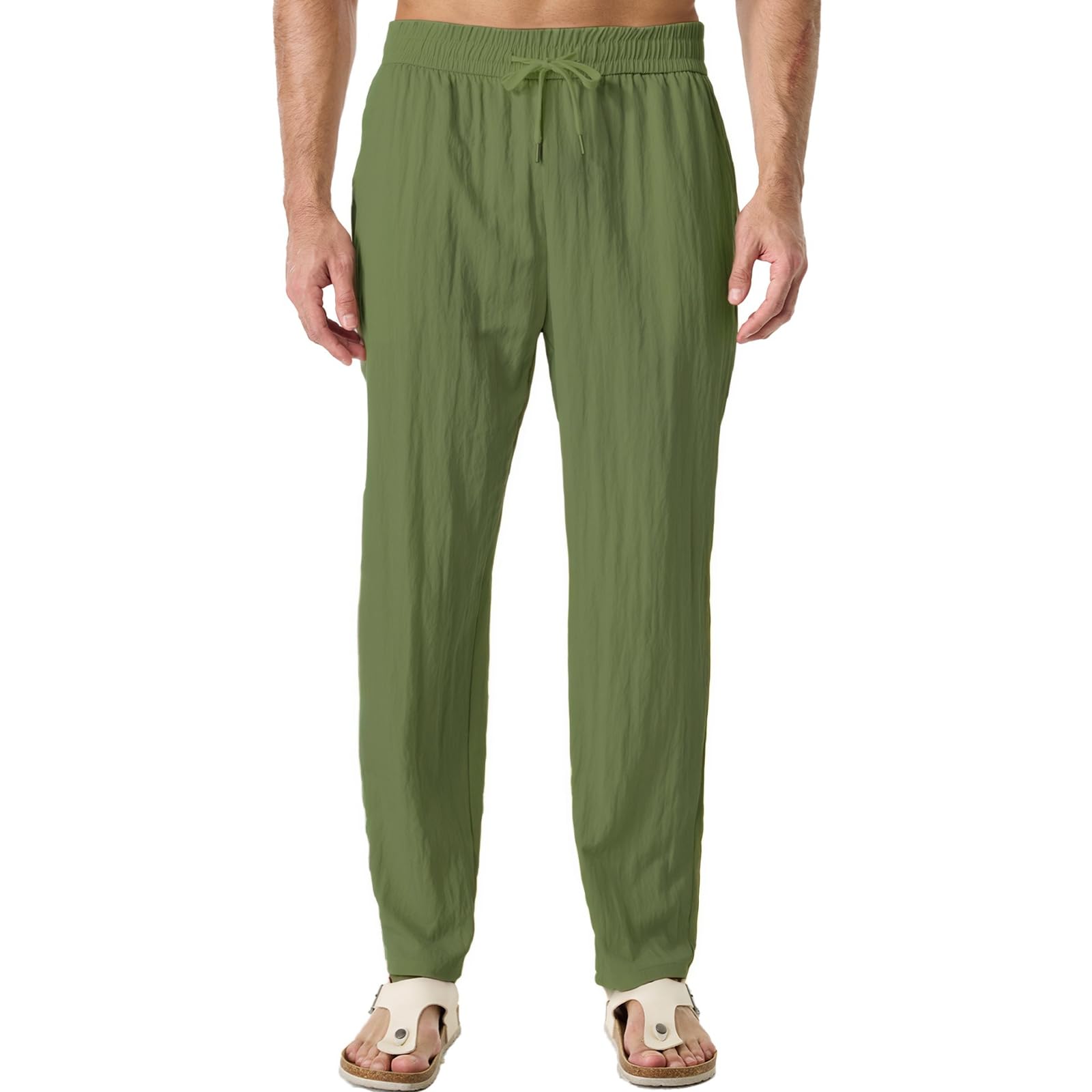 SEAYIJIA Hosen Herren Lang Leichte Sommerhose Loose Fit Freizeithose mit Taschen für Urlaub Strand Hose mit Kordelzug