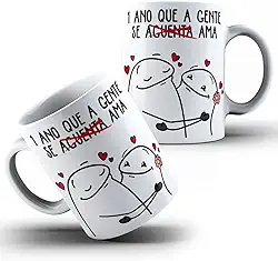 Caneca Xícara de Porcelana Cerâmica Personalizada Com Estampa Presente Dia Dos Namorados Divertida 1 ano de Namoro md6