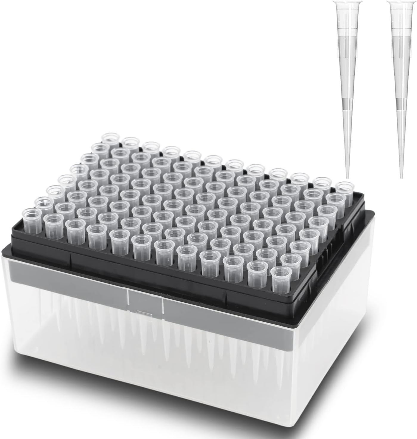 Scientific Universal 20ul Pipettor Filter Tips Lab Transparent Liquid Pipettor Filter Tips with Box Non-pyrogenic DNAse/RNAse Free Autoclavable 1 Rack 96pcs Tips (20ul, 96pcs)