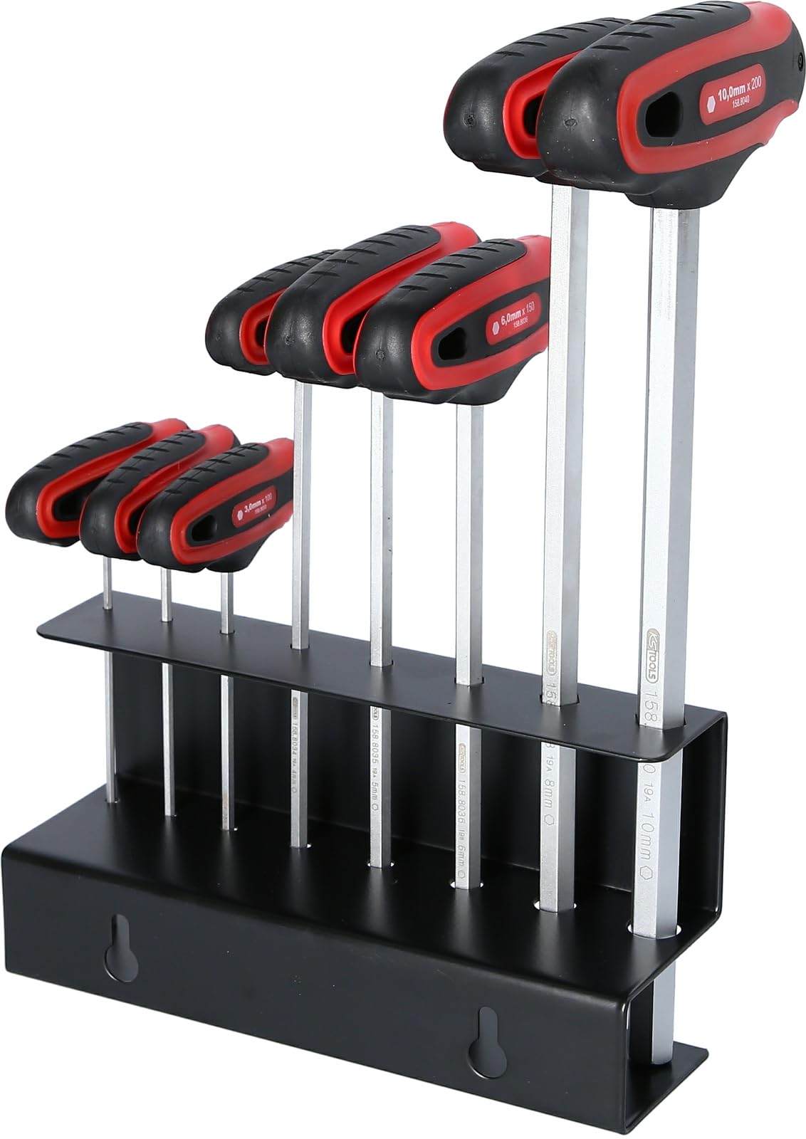 KS Tools 158.8130 Juego de llaves allen con hexágono interior y mango en t 8 pzs