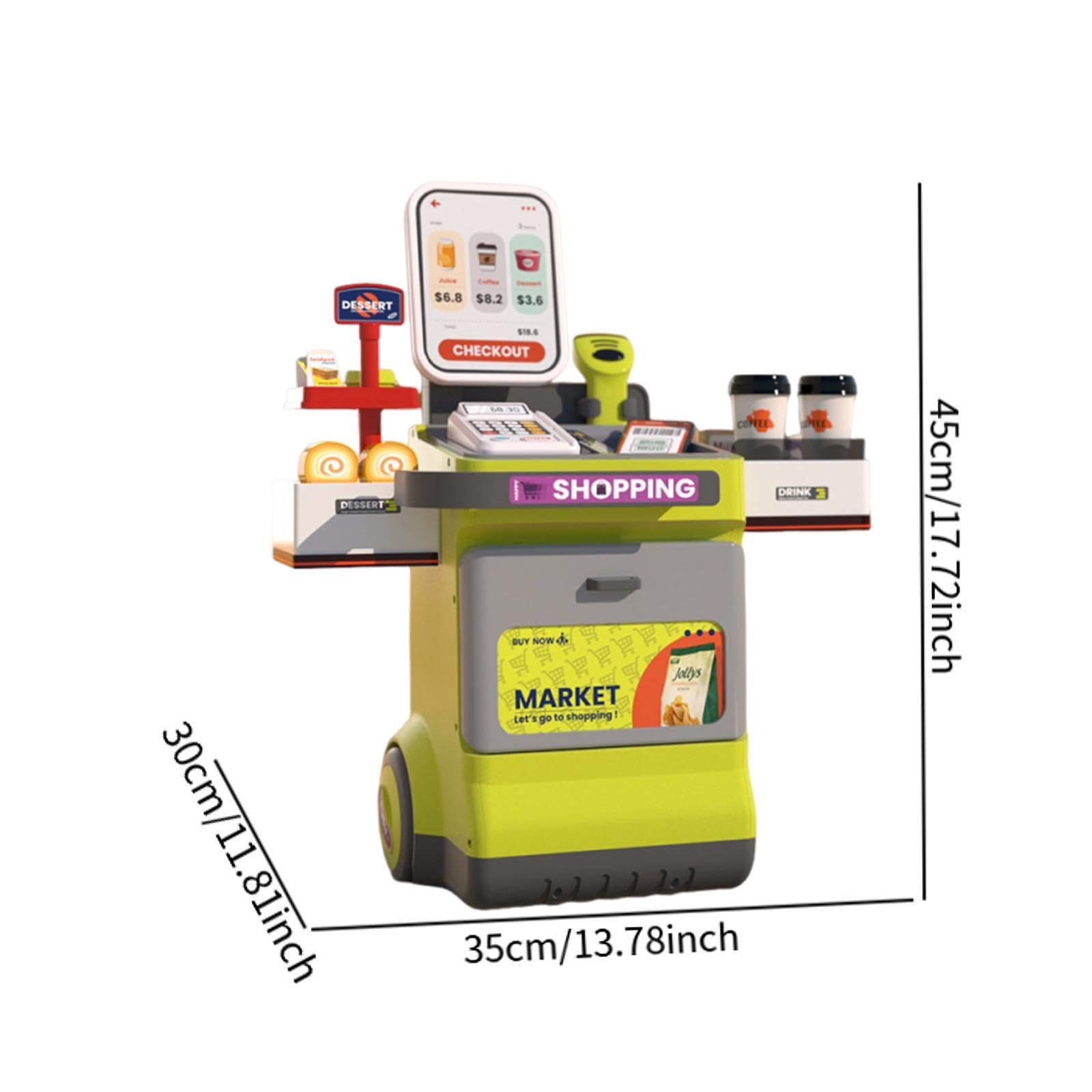 Caja registradora para niños, Juego de simulación, Juego de simulación, coordinación Mano-Ojo, Adorno, Tienda, supermercado, de comestibles, de Comida, Verde