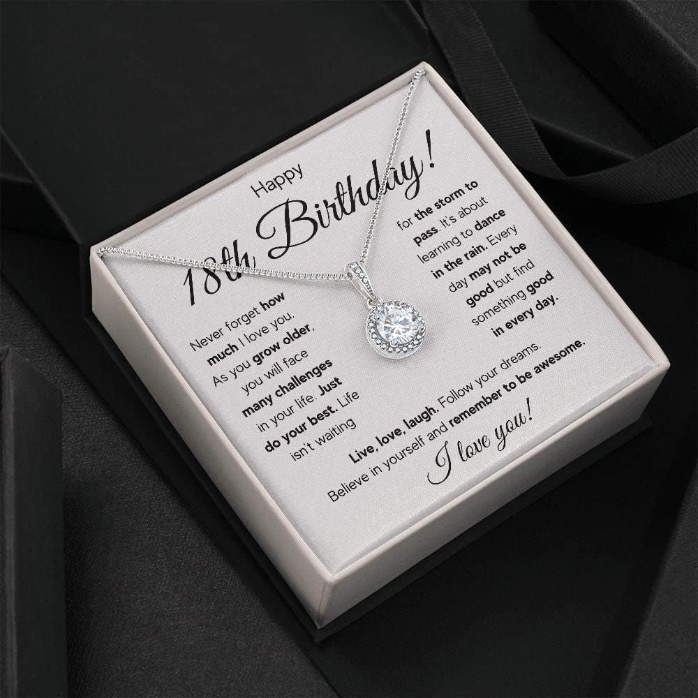 FG Family Gift Mall 18th Birthday Gifts For 18 Year Old Girl Birthday Gift Ideas For Her Happy 18th Birthday Card Best Top Jewelry Gifts For Girls With Message Card and Gift Box