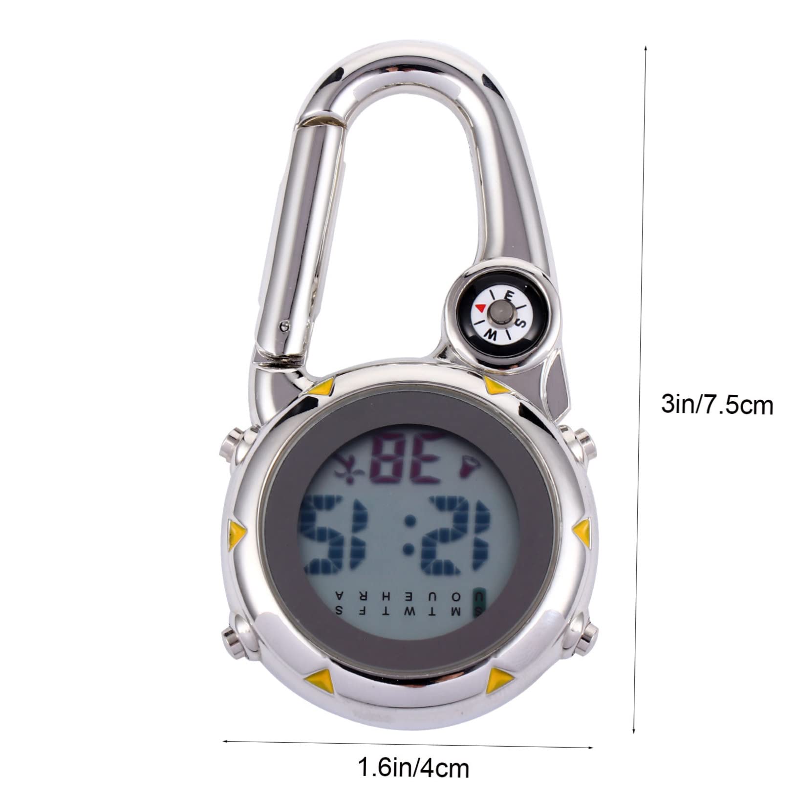 HEMOTON Bergsteiger Hakenhangtisch Karabiner Uhr Clip zur Kompassuhr Clip ansehen Taschenuhr-Anhänger hängende Uhr Kletteruhr Bandmaterial: Edelstahl Yellow