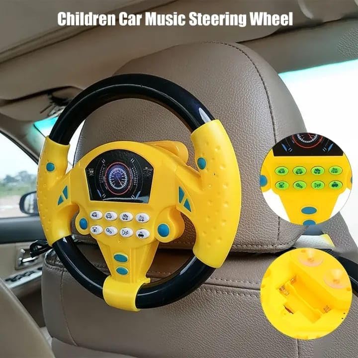 Image of Kids Driving Steering Wheel Funny Interactive Driving Wheel with Music (YELLOW)