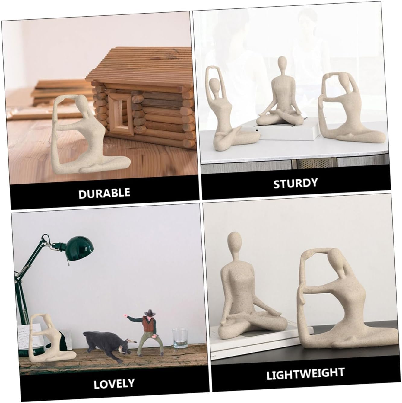 Yoga Figurine Resin Statue Creative Home Decor for Living Room Bedroom Office Lightweight and Portable Sandstone Yoga Dancer Ornament image 3