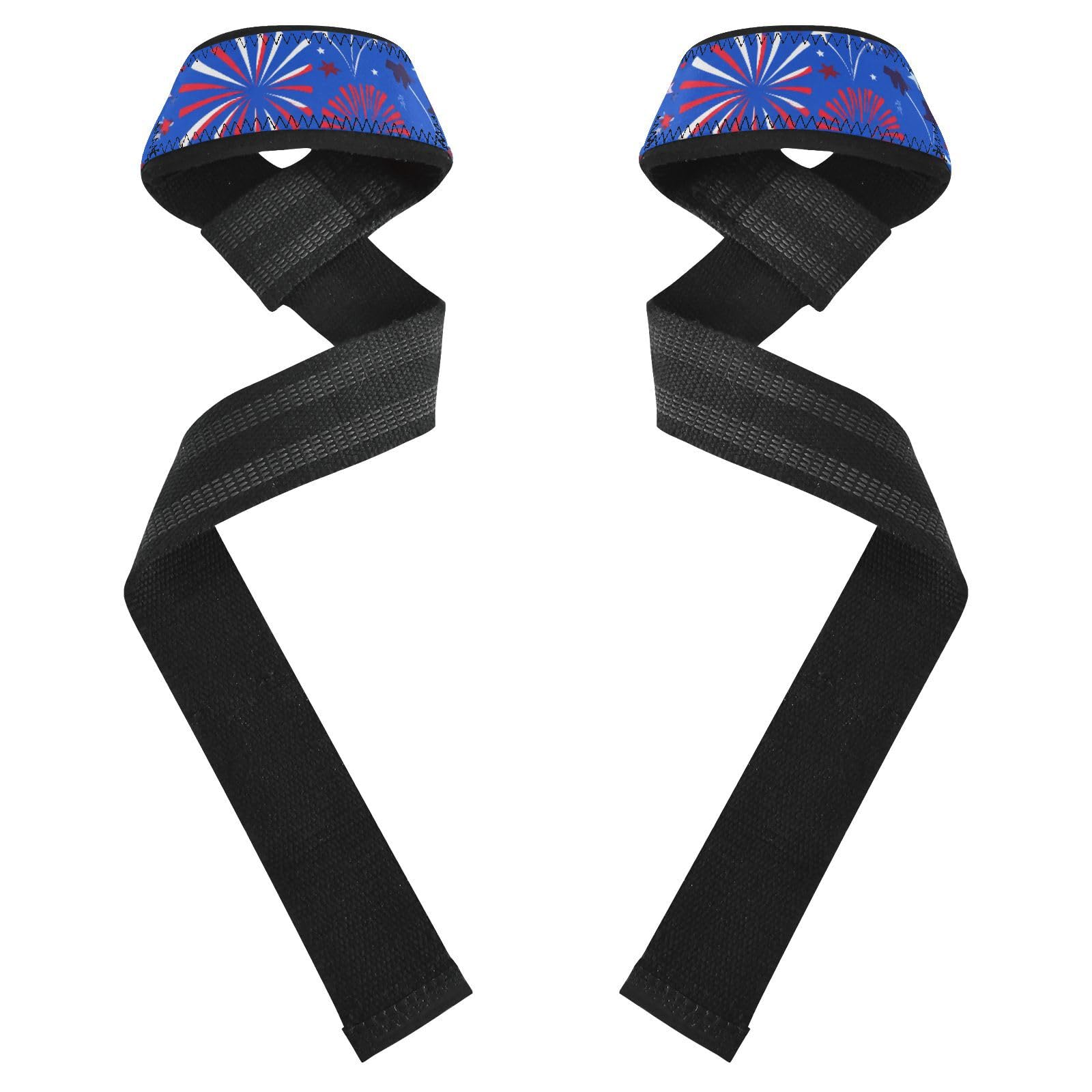 STAYTOP Independence Day Spark Wrist Straps for Weightlifting,Lifting Straps with Neoprene Cushioned Wrist Padded and Anti-Skid Silicone for Strength Training,Bodybuilding,Deadlifting
