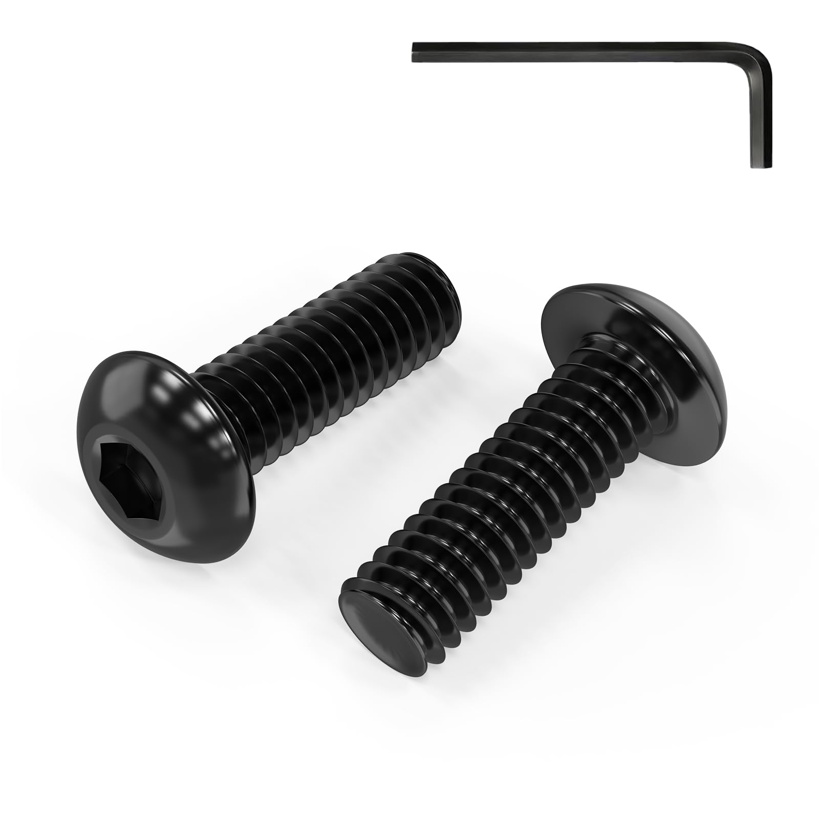 Zynthor 50Pcs M4 Bolts, M4 x 12mm Button Head Socket Cap Bolts Screws, Allen Hex Drive, Carbon Steel, Black Oxide, with Hex Spanner