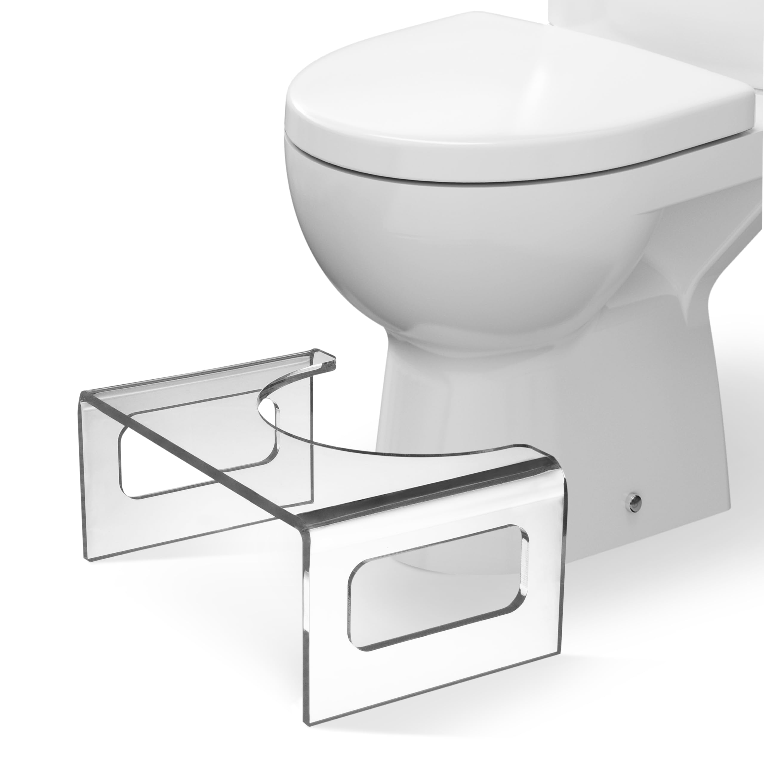 Squat Potty Toilet Foot Stool Clear Acrylic Waterfall Design 7-Inch Toilet Stool Non-Slip Toilet Step Stool with Attached Strips for Comfortable Use AZM Displays