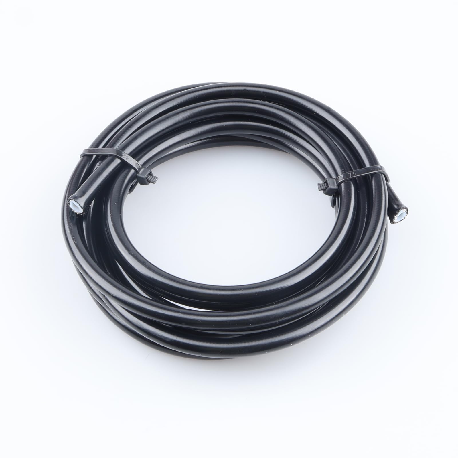 3AN 48" Stainless Braided PTFE Brake Hose – Black PVC Coated, Straight Ends