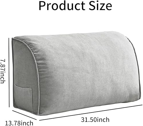 Miniatura 2 de Almohadas de cuña para cabecero, almohada de lectura, almohadas de respaldo para sofá, cojín de cintura para uso diario (gris humo, 31.50 x 13.78 x