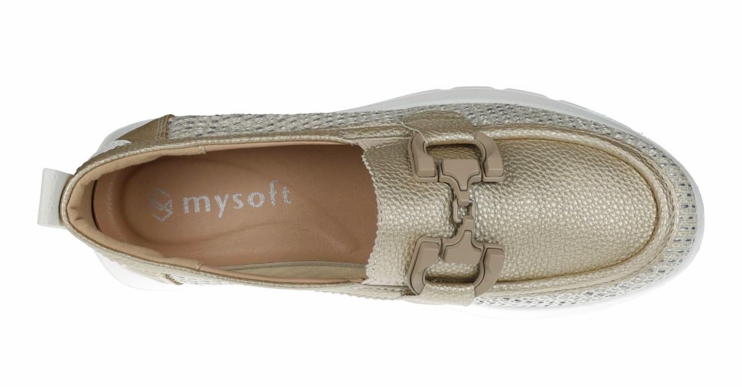 mysoft 25M269 Mocasines Color Patino con Plataforma y Adorno metálico Mujer Zapatos MOCASÍN
