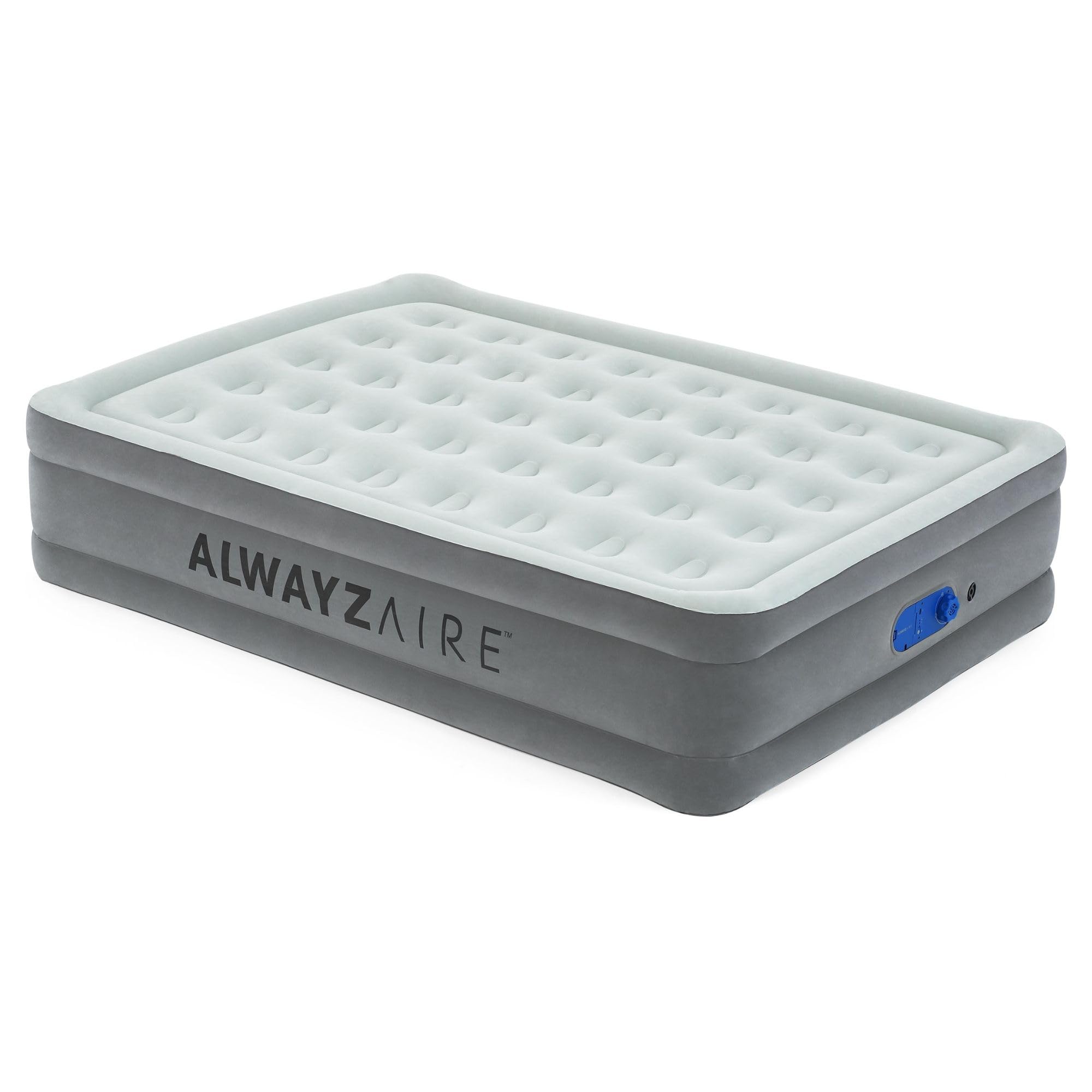 Bestway Grey Alwayzaire Queen Air Mattress With Built-In Dual Pump, Usb Port, Led Light & Travel Bag – 203 X 152 X 46Cm
