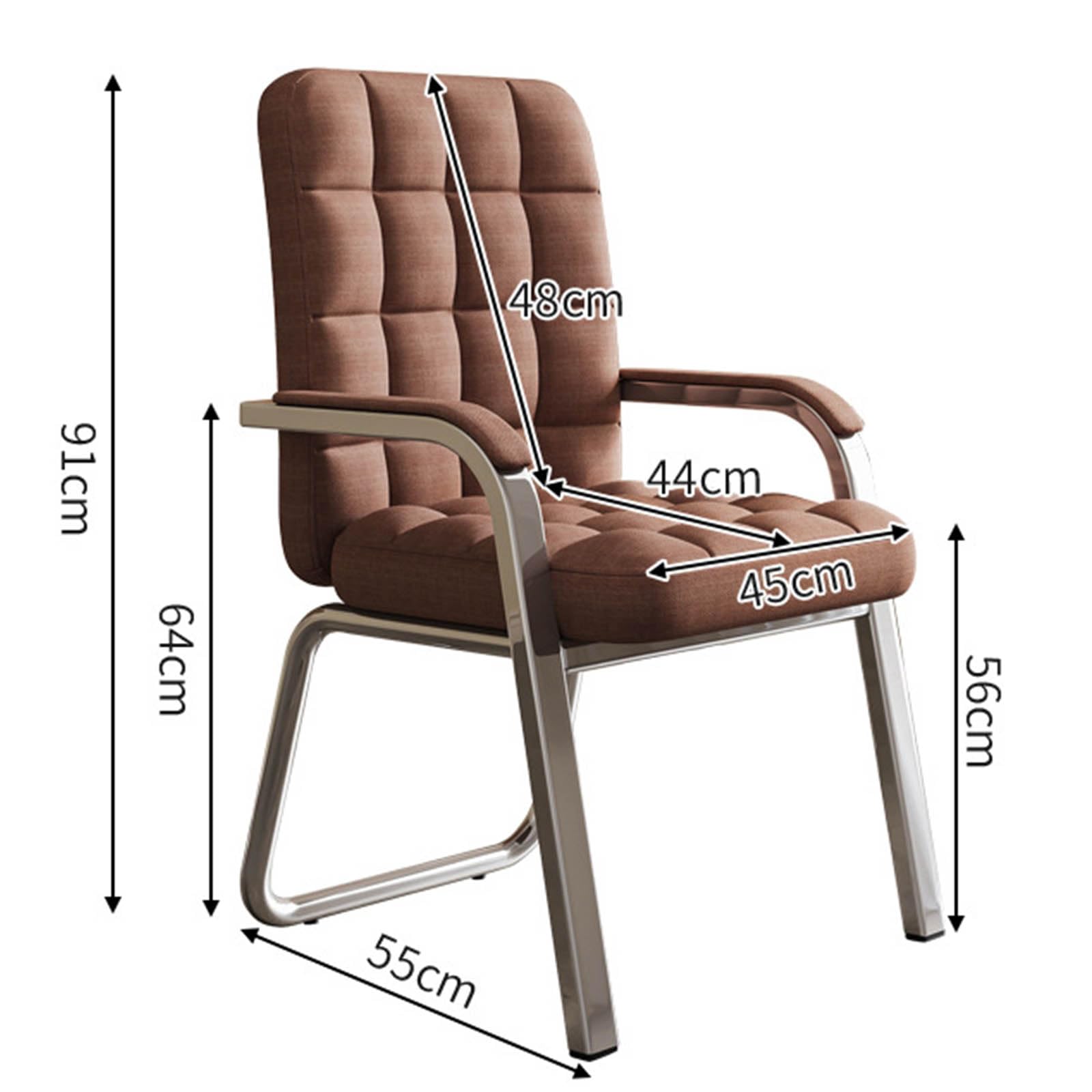 Silla de oficina con respaldo alto con patas de metal, silla tapizada de escritorio para computadora, sin ruedas, tocador para sala de estar, dormitorio, 17 x 18 x 36 pulgadas
