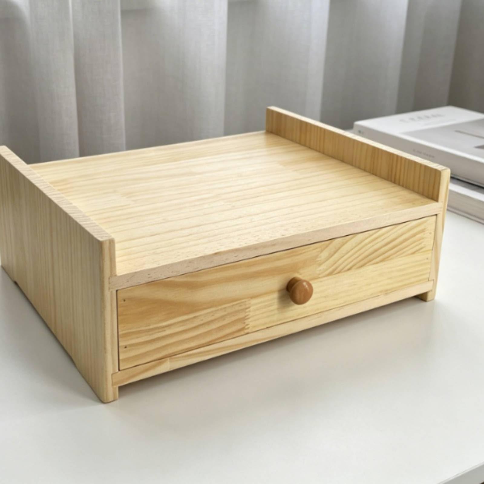 Perfeclan Contenedor para Caja Organizadora Soporte para Base Estable Estante de Madera con Paneles Laterales y Adecuado para Callejeros Locales Comerciales de Cobro