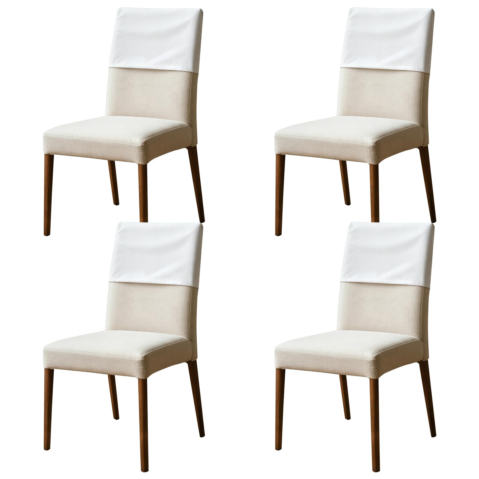 shaojian 4Pcs Dining Chair Back Covers Elastic Polyester Chair Back Protective Covers Dustproof Backrest Slipcover for Office Home Dining Room Kitchen Hotel (white, 28×48cm)