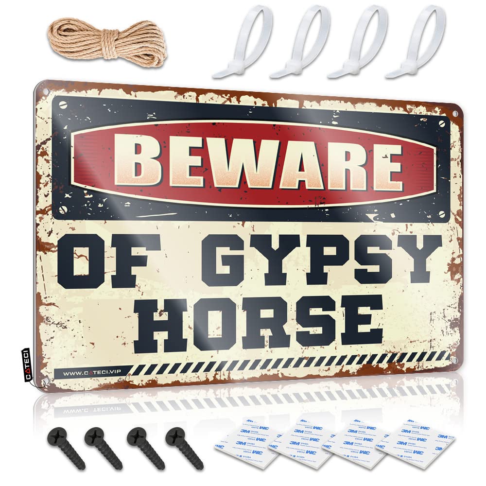 IBWNBBUSN Beer Signs For Man Cave Beware Of Gypsy Horse Tin Sign Funny Camping Signs Tinsign Decor