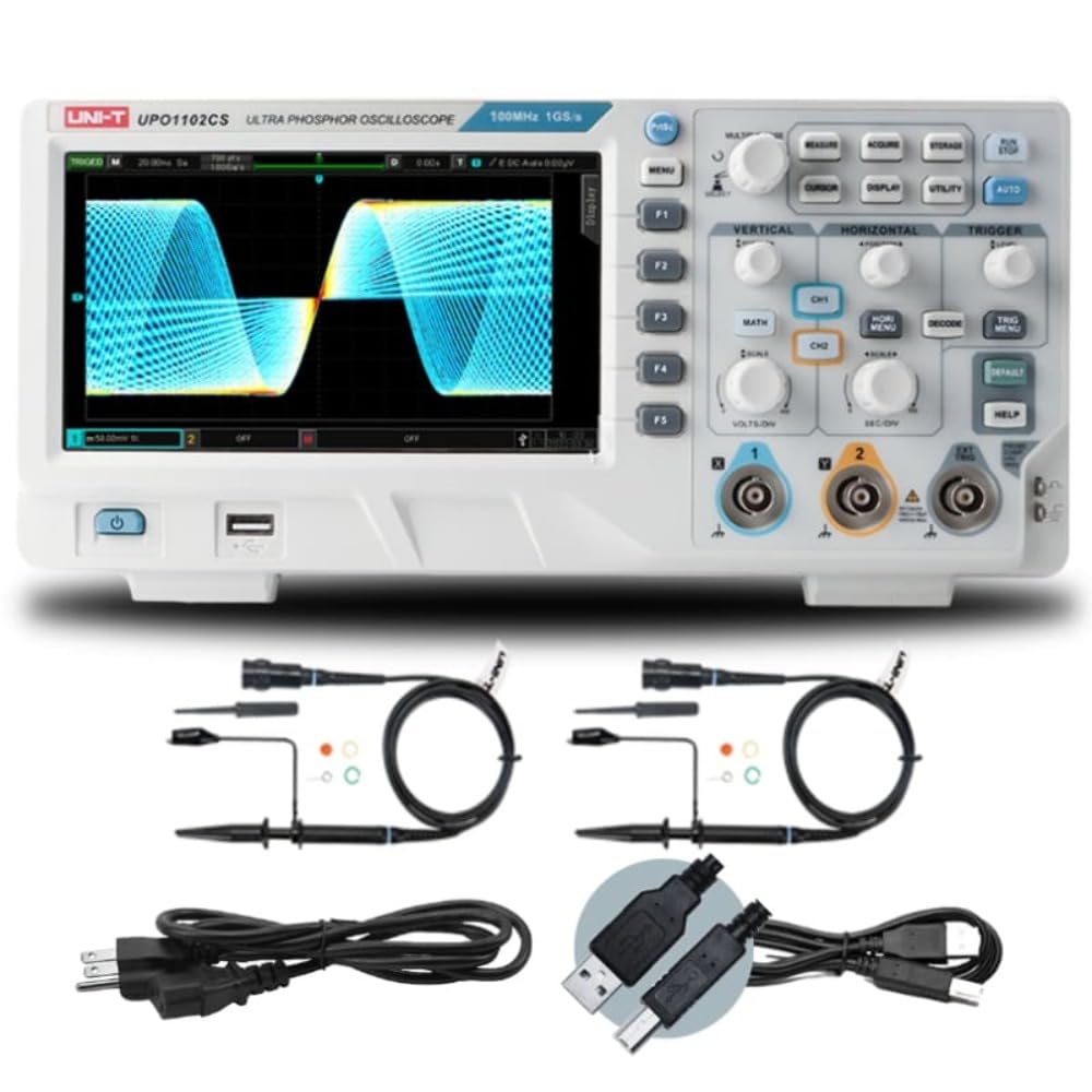 UNI-T UPO1102CS Digital Oscilloscope 100MHz 2Channel 1GSa/s 56Mpts 150,000wfms/s