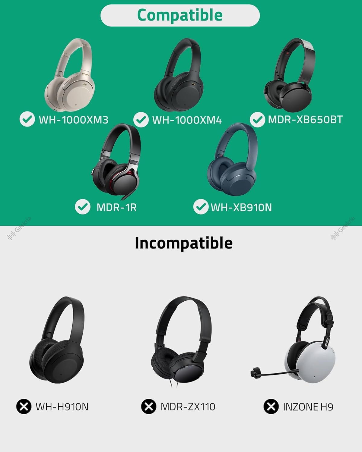 Geekria Shield Case Compatible with Sony WH-CH720N, WH-1000XM6, WH-1000XM5, WH-ULT900N Headphones, Replacement Protective Hard Shell Travel Carrying Bag with Cable Storage (Seashell Black) - Image 6