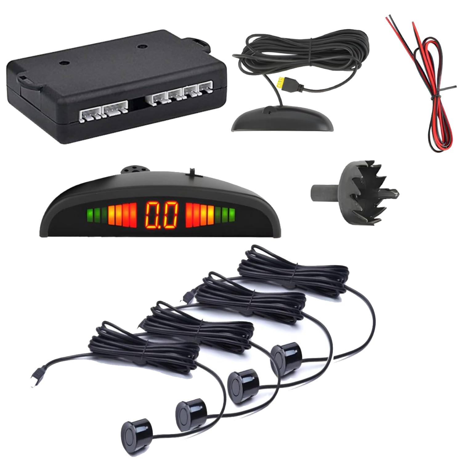Reverse Parking Sensor Kit with LED Display, 4 Ultrasonic Rear Sensors, Car Parking Assist System with Buzzer Alert, Black, for Triber 2023-image-17