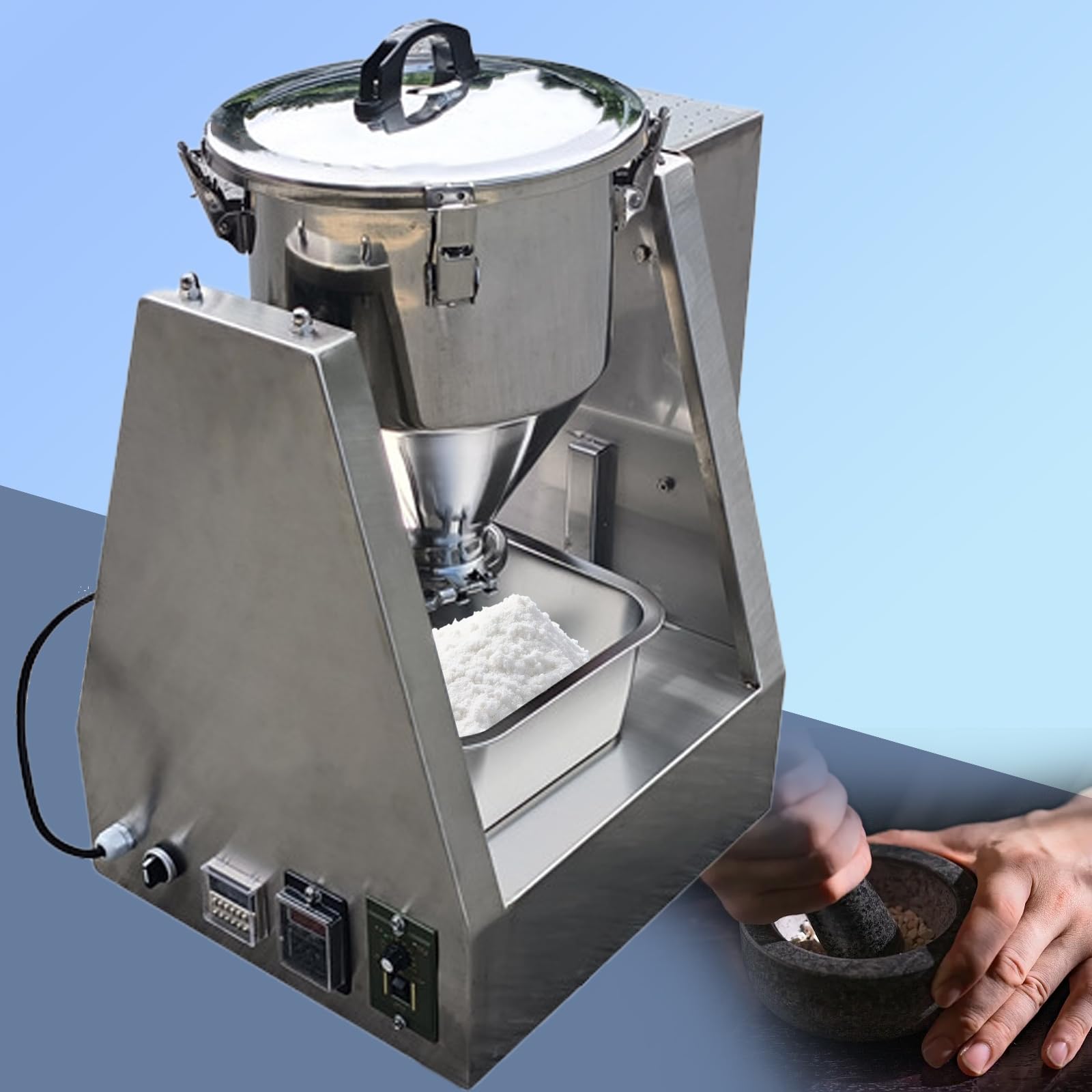 304 Stainless Steel Dry Powder Granule Mixer - Electric Laboratory Mixer For Feed Pellets Fertilizers - Small Drum