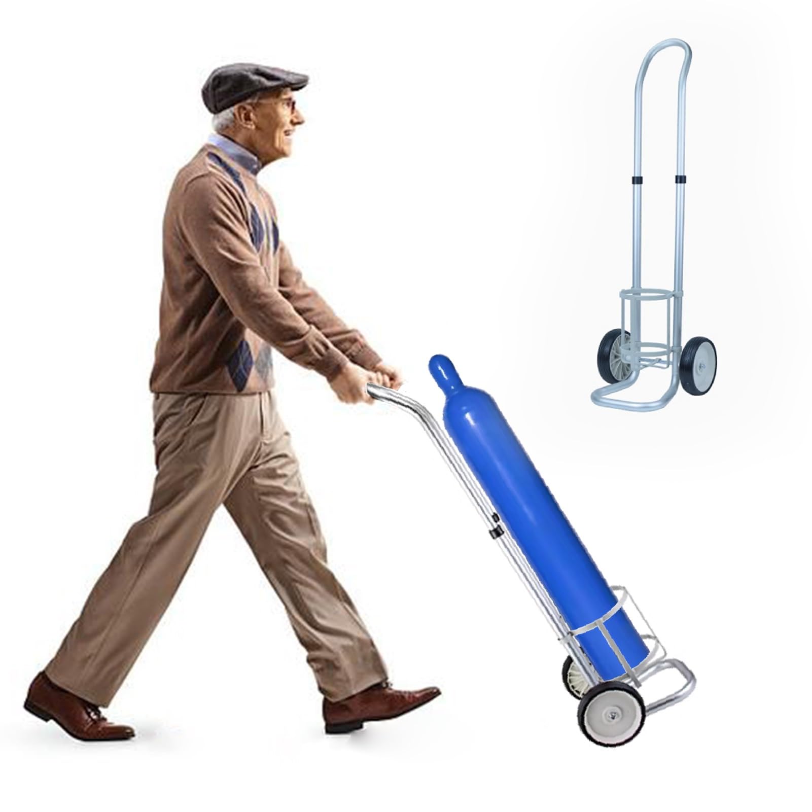 Gas cylinder trolley, Cylinder Tank Holder Lightweight Aluminum Oxygen Cart Dolly, Adjustable Height Gas Trolley for Clinics, Portable(12cm/4.7in)