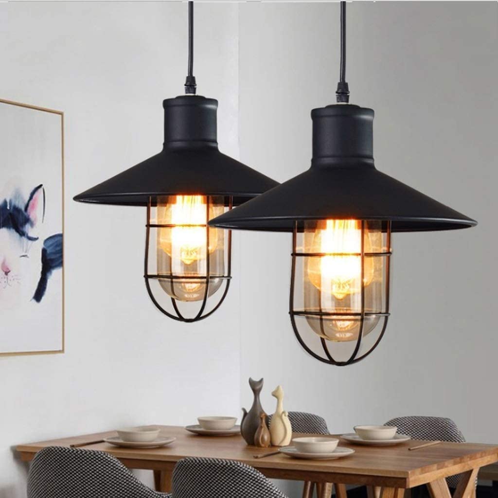 Lampa wisząca Industriële vintage kroonluchters, vogelkooi hanger verlichtingsarmatuur voor pooltafel keukenbar, creatieve retro hangende E27 lamp, zwart Jasny