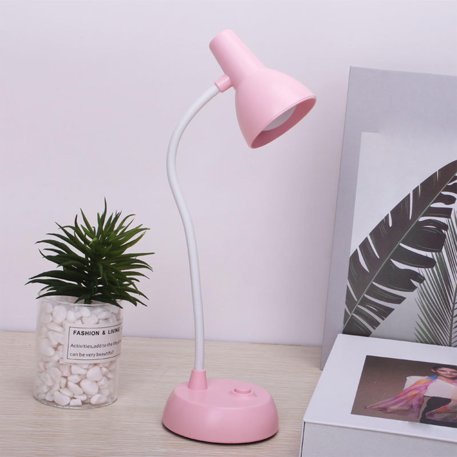Smart Desk Lamp with USB Charging Port, Reading Lamp, Auto Dimming Task Lamp, Flexible Gooseneck Table for Dorm Bedside, Adapter Included