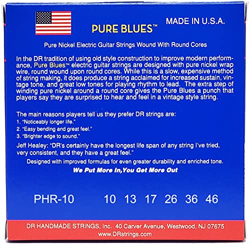 DR Strings PHR-10 Pure Blues Lot de 3 cordes pour guitare électrique 10-46, PHR-10-3PK - Les Beatles, Paul McCartney, John Lennon, RIngo Starr, George Harrison DR Strings PHR-10 Pure Blues Lot de 3 cordes pour guitare électrique 10-46, PHR-10-3PK – Image 4