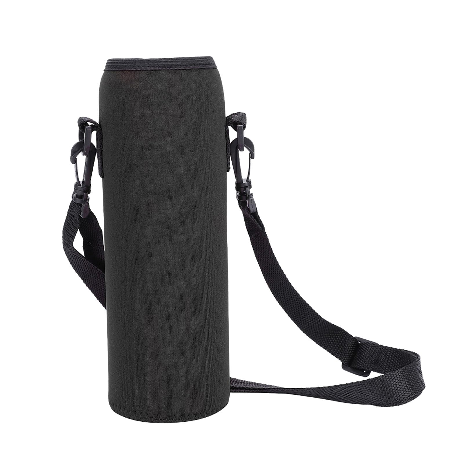 BOROCO Water Bottle Holder Thermal Neoprene Sleeve Scald Proof Case Cover With Adjustable Strap For Outdoor Sports Hiking Camping Travel Gym Work Black Grey Blue Pink 8x24cm (Black)