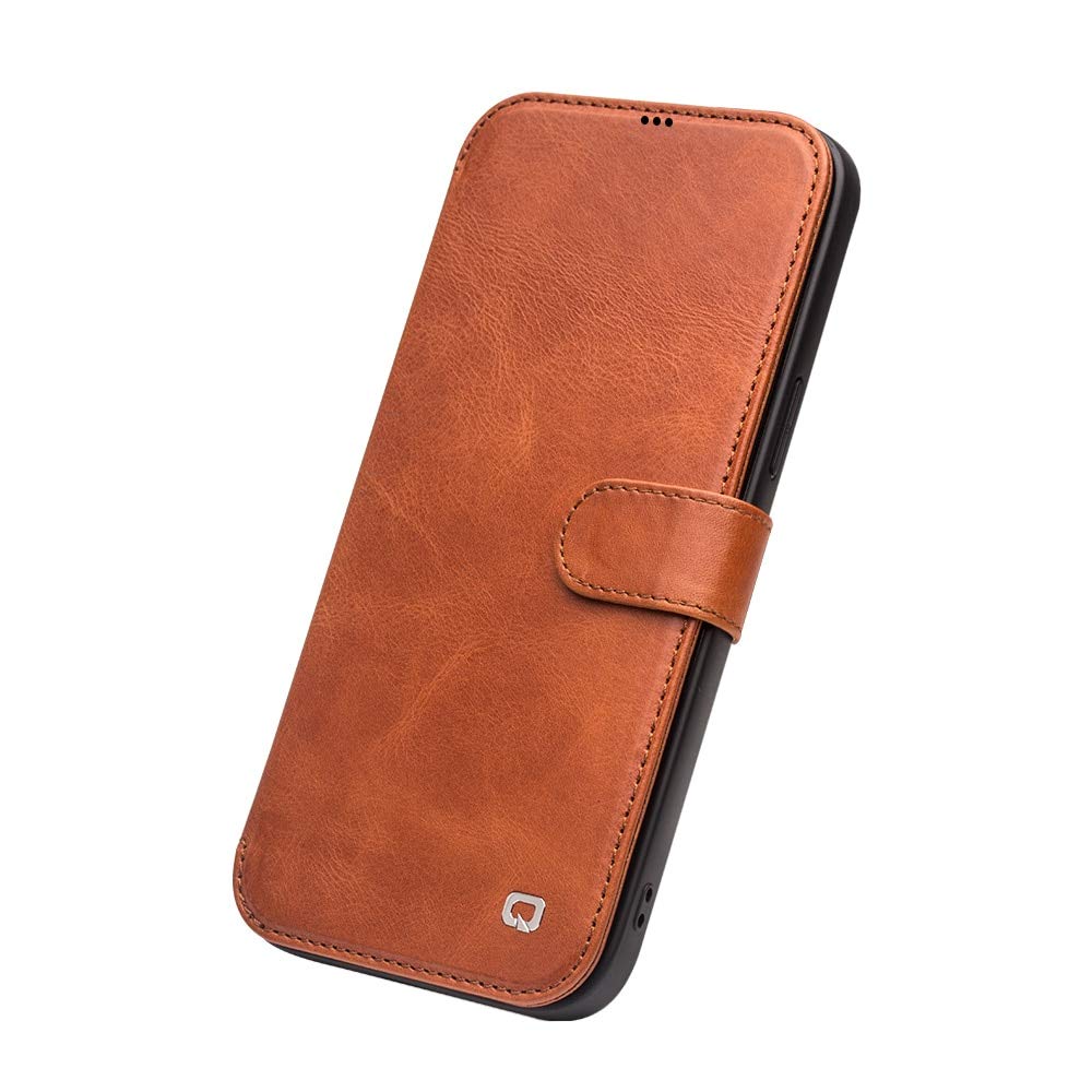 Qialino - Custodia per iPhone 12/iPhone 12 Pro, in vera pelle, con