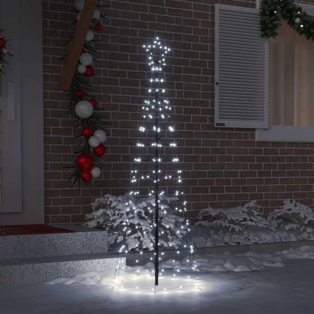 Générique Arbre de Noël LED 250 cm avec Piquets au Sol Blanc Froid Économiseur d'Énergie Fer Robust Usage Intérieur et Extérieur Ambiance Festive pour Salon et Jardin